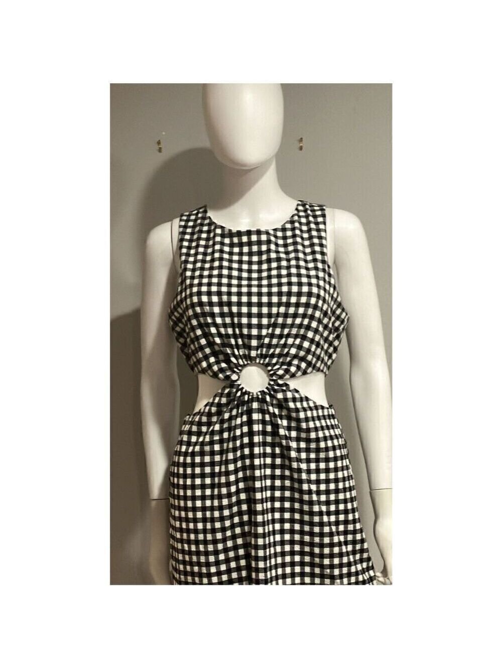 Wayf Jules Cutout O-ring Minidress in Black and White Size Medium - Picture 2 of 11